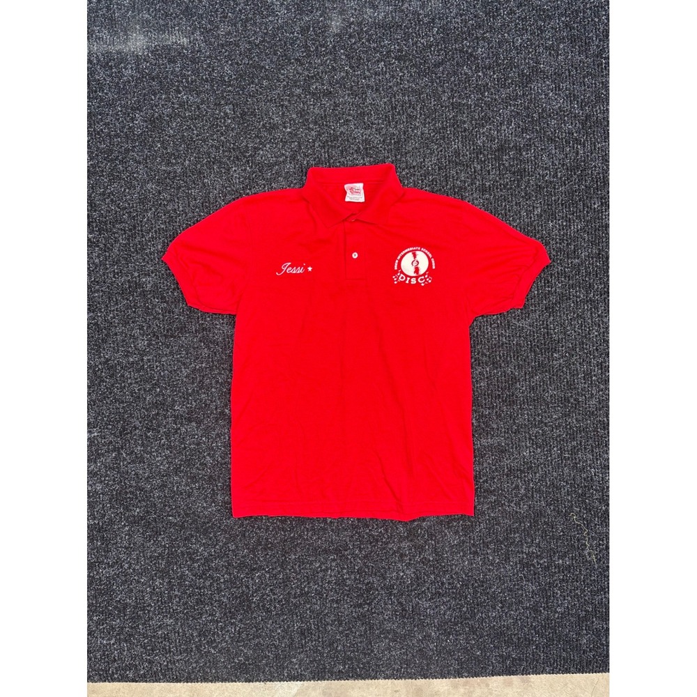 Vintage Stedman Hanes Polo Shirt Red Drew School Choir Jessi Small USA Made